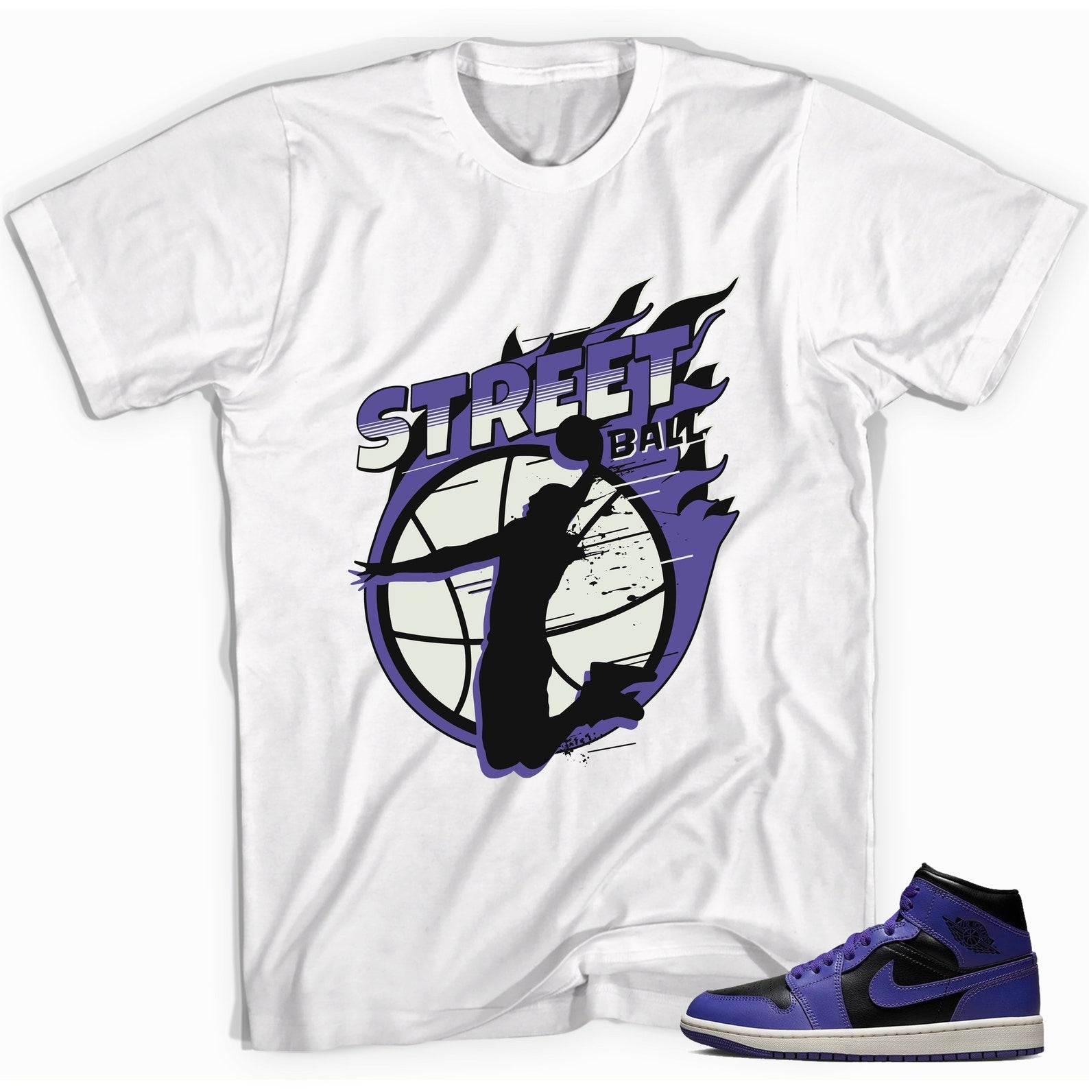 Street Ball Unisex Shirt Made to Match Jordan 1s Mid Purple Black T-Shirt, Sneaker Match Tee