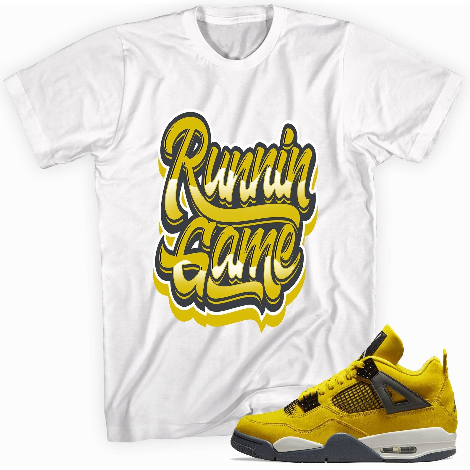 Runnin Game T-Shirt Match Jordan 4 Lightning T-Shirt, Sneaker Match Tee