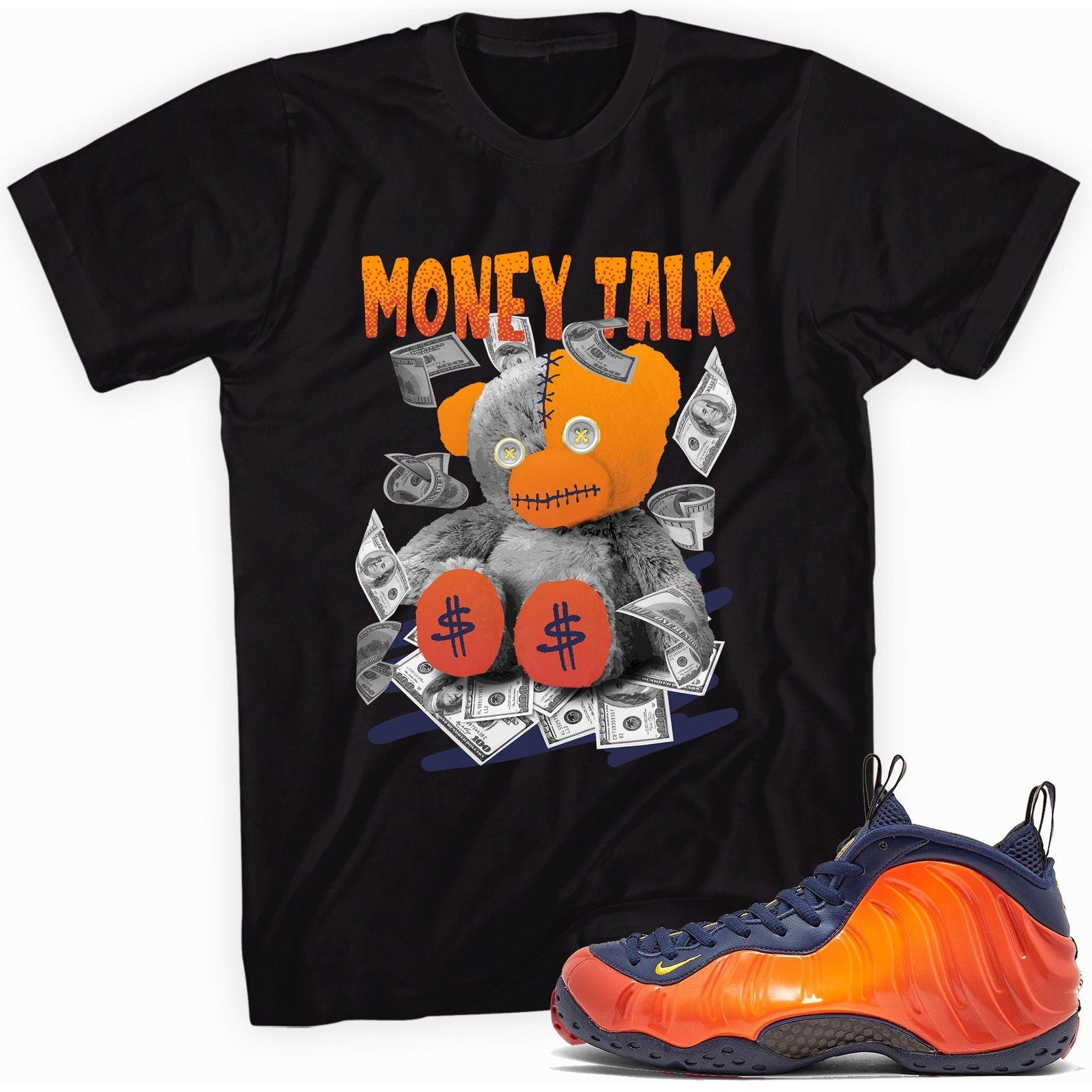 Money Talk Shirt Made for Foamposite One Blue Void Rugged Orange T-Shirt, Sneaker Match Tee