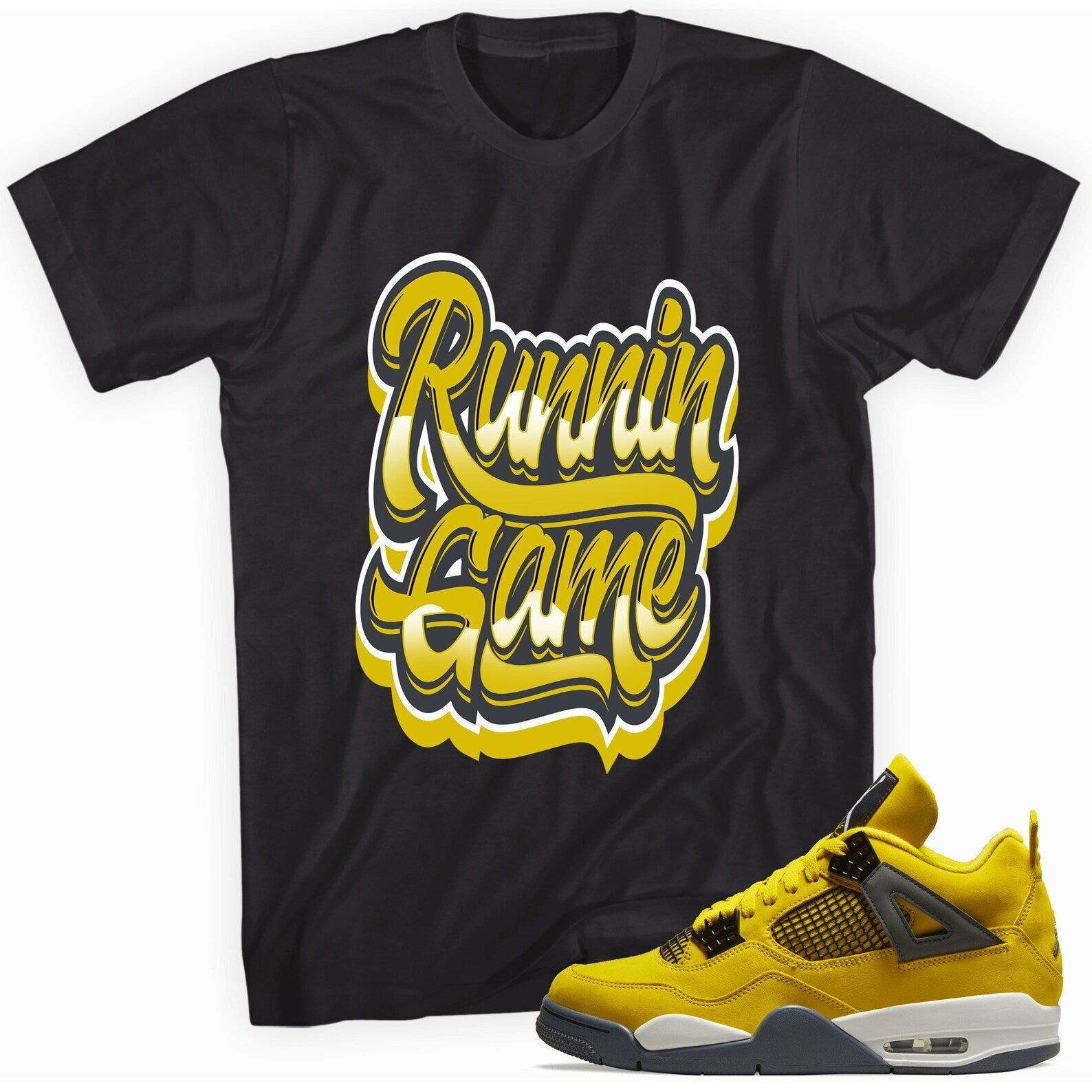 Runnin Game T-Shirt Match Jordan 4 Lightning T-Shirt, Sneaker Match Tee