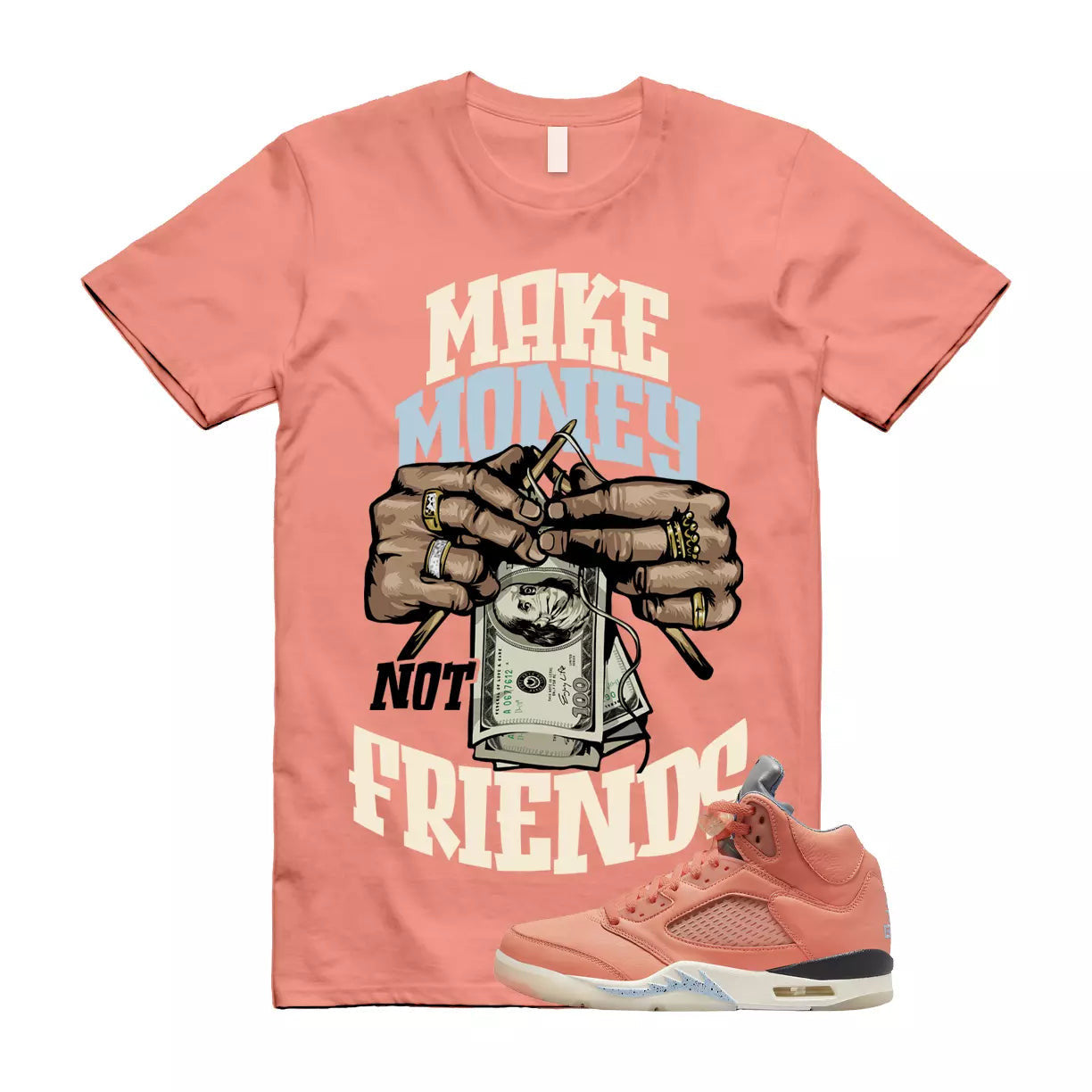 Secure the Bag Sneaker T-shirt Made To Match Foamposite Blue/Orange T-Shirt, Sneaker Match Tee