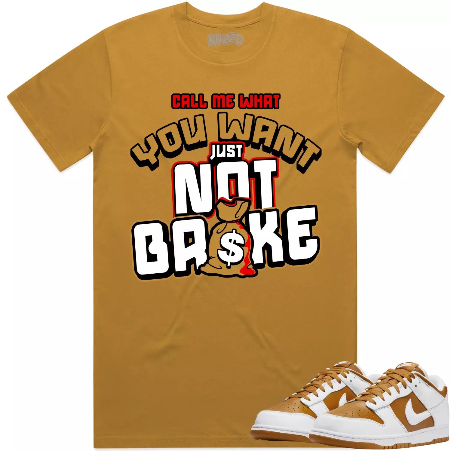 Rags To Riches Sneaker Shirt Made To Match Dunks High White Picante Red T-Shirt, Sneaker Match Tee