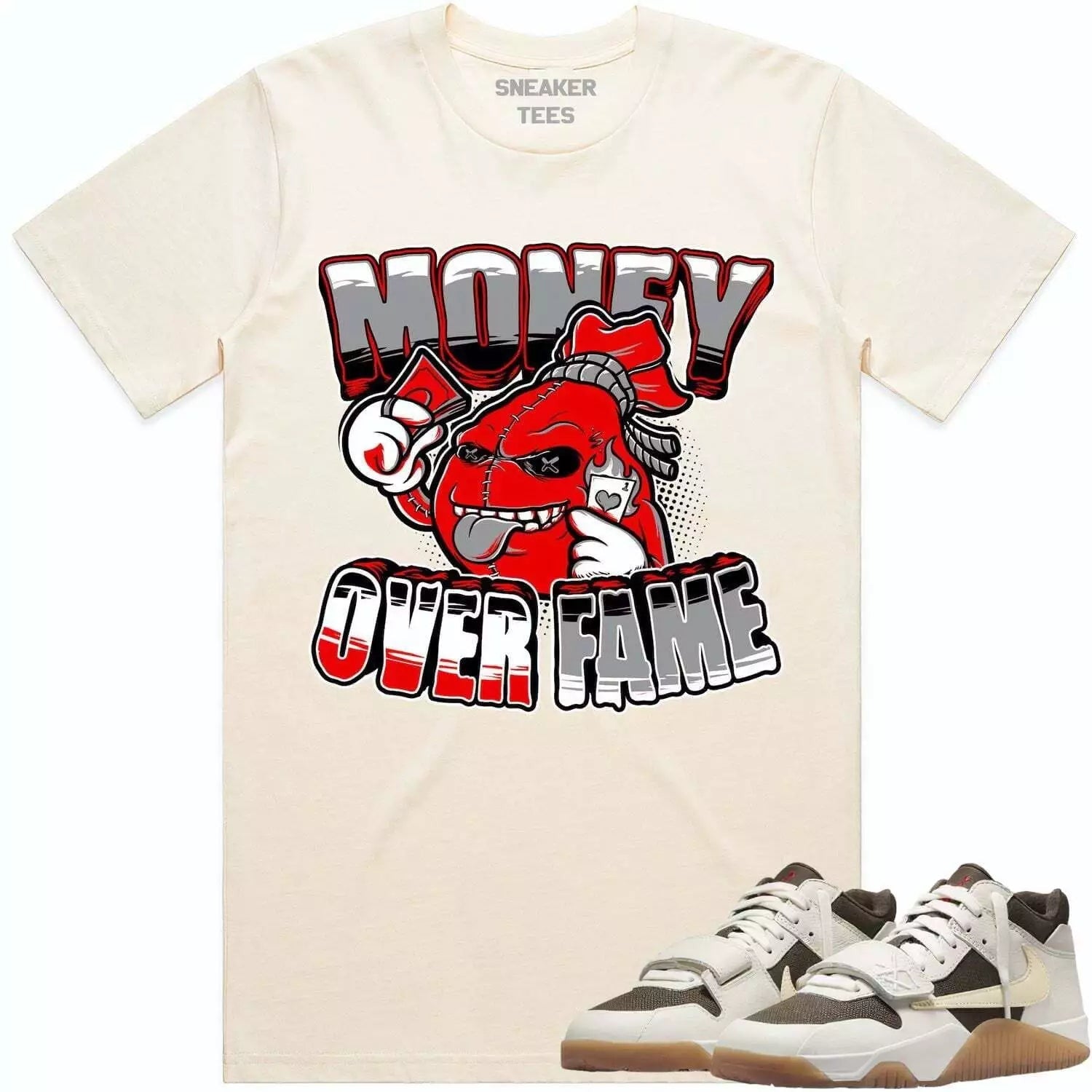 Royalty Sneaker Shirt Made To Match Dunks High White Picante Red T-Shirt, Sneaker Match Tee