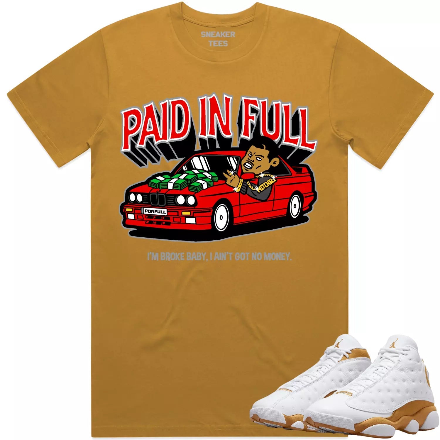 Respect The Hustle Sneaker Shirt Made To Match Dunks High White Picante Red T-Shirt, Sneaker Match Tee