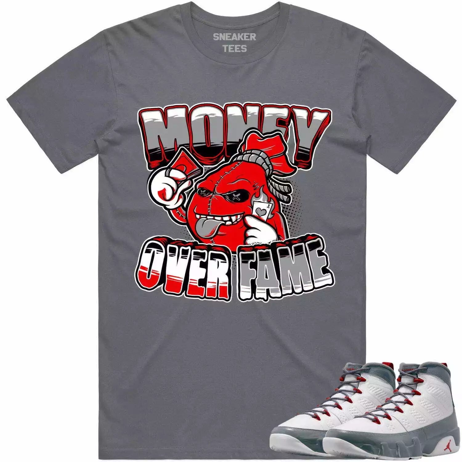 Hustle Harder Sneaker Shirt Made To Match Dunks High White Picante Red T-Shirt, Sneaker Match Tee