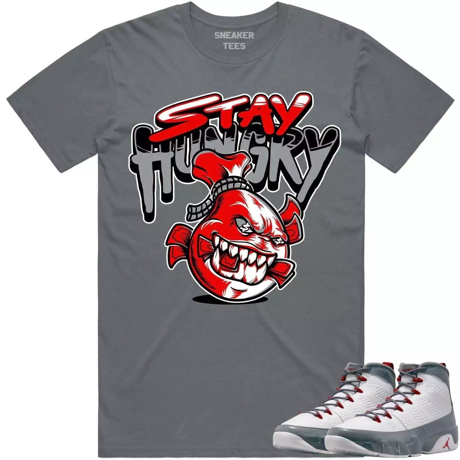 H Is For Hustle Sneaker Shirt Made To Match Dunks High White Picante Red T-Shirt, Sneaker Match Tee
