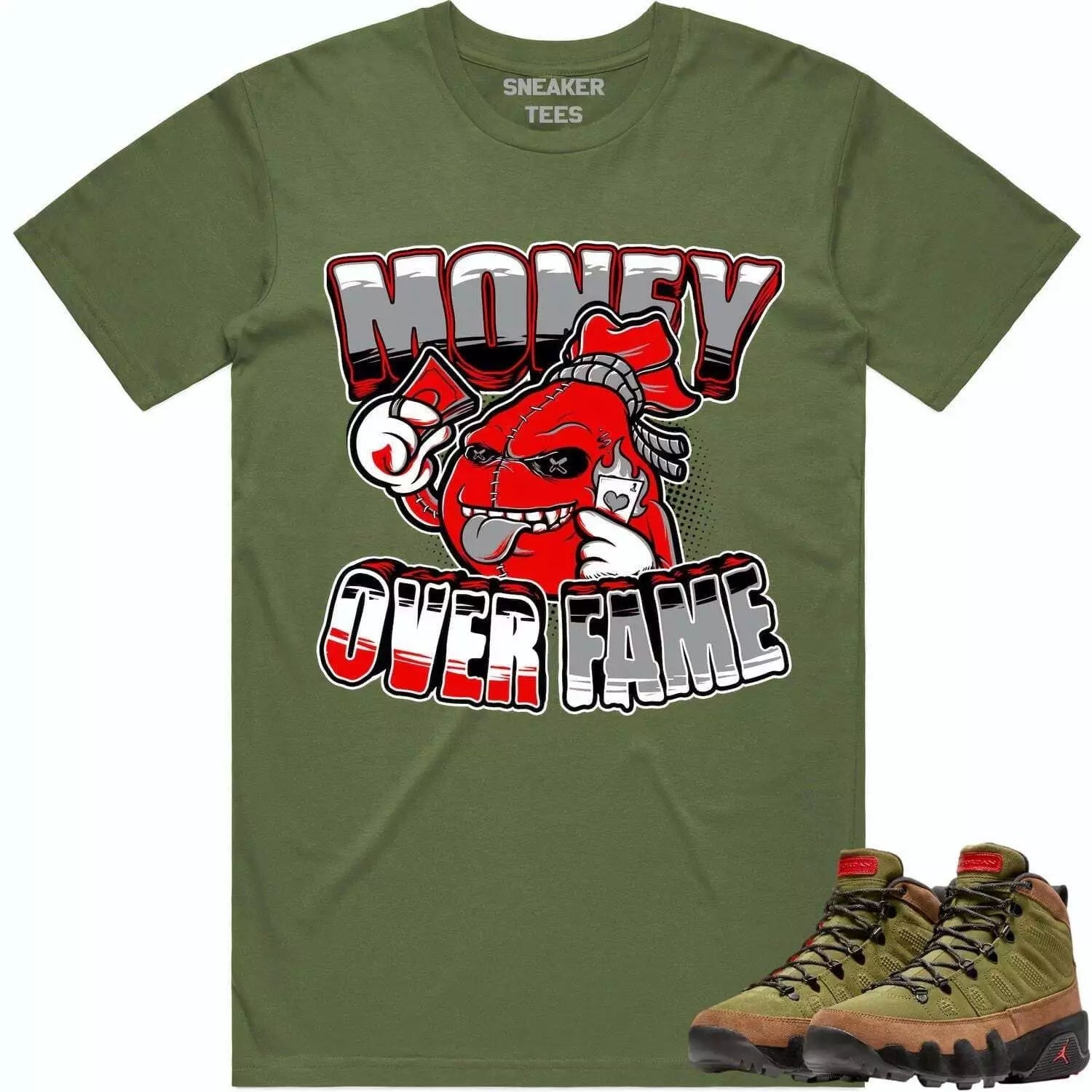 Hustle Grind & Shine Sneaker Shirt Made To Match Dunks High White Picante Red T-Shirt, Sneaker Match Tee