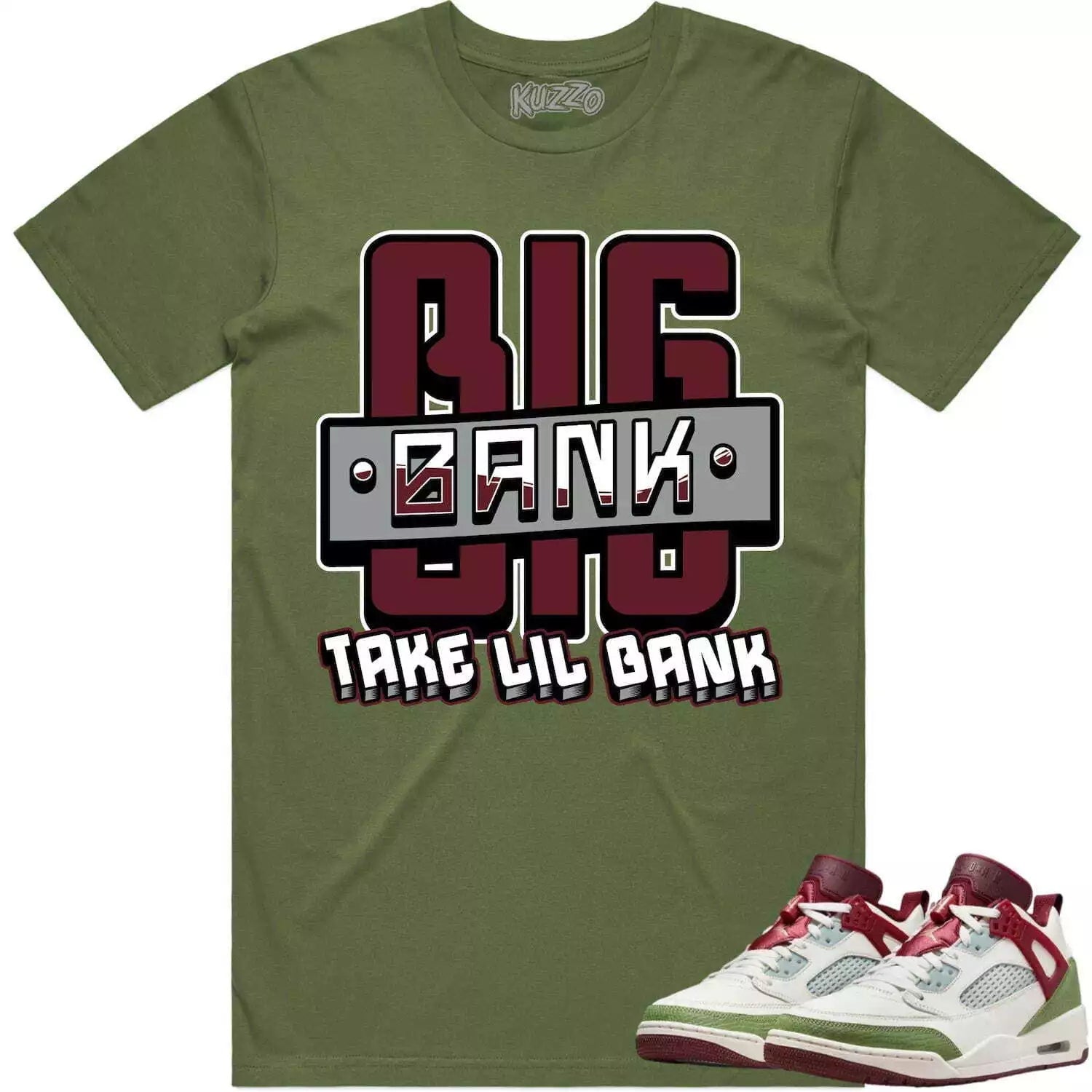 Money Talk Bear Sneaker Shirt Made To Match Dunks High White Picante Red T-Shirt, Sneaker Match Tee