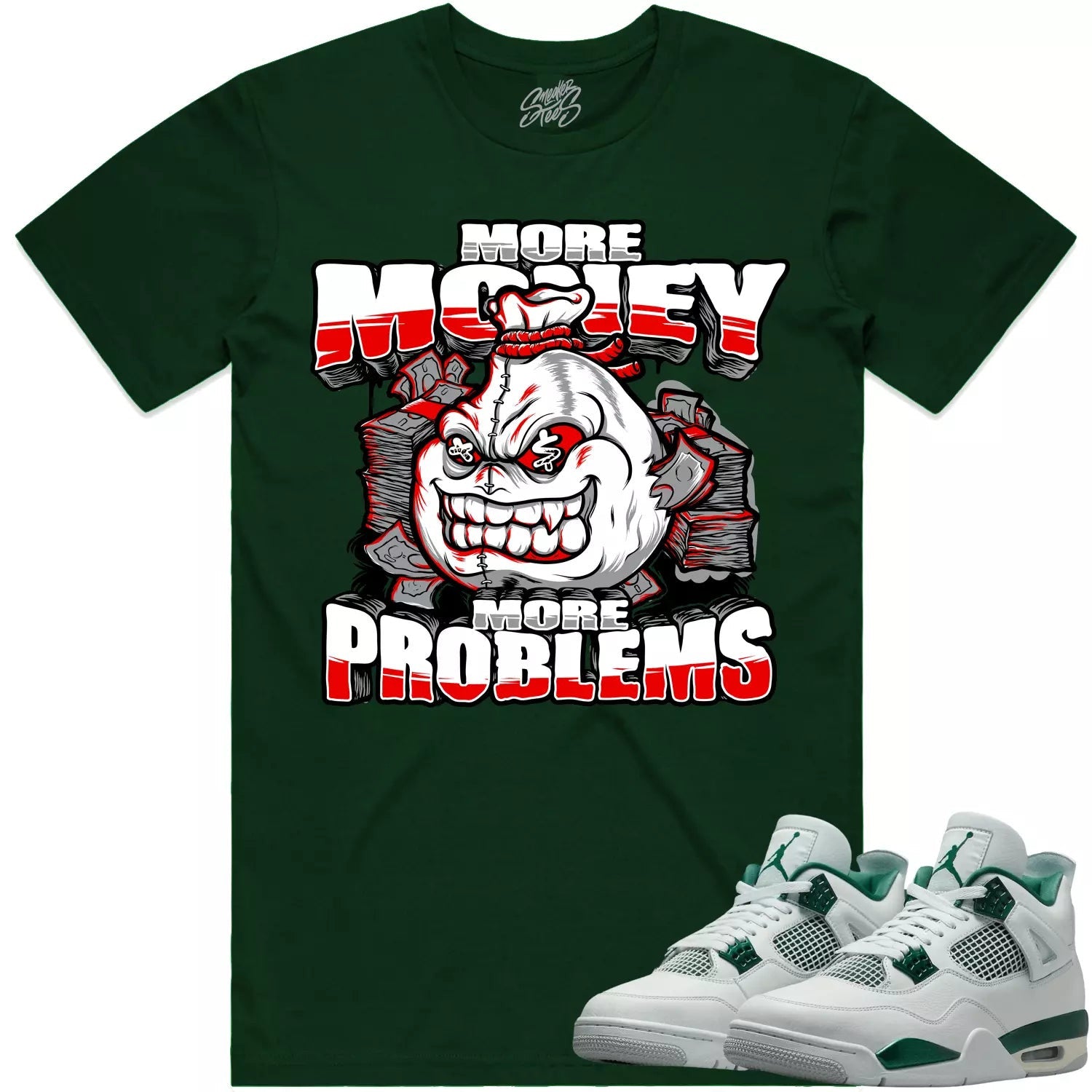 Money Gang Bear Sneaker Shirt Made To Match Dunks High White Picante Red T-Shirt, Sneaker Match Tee