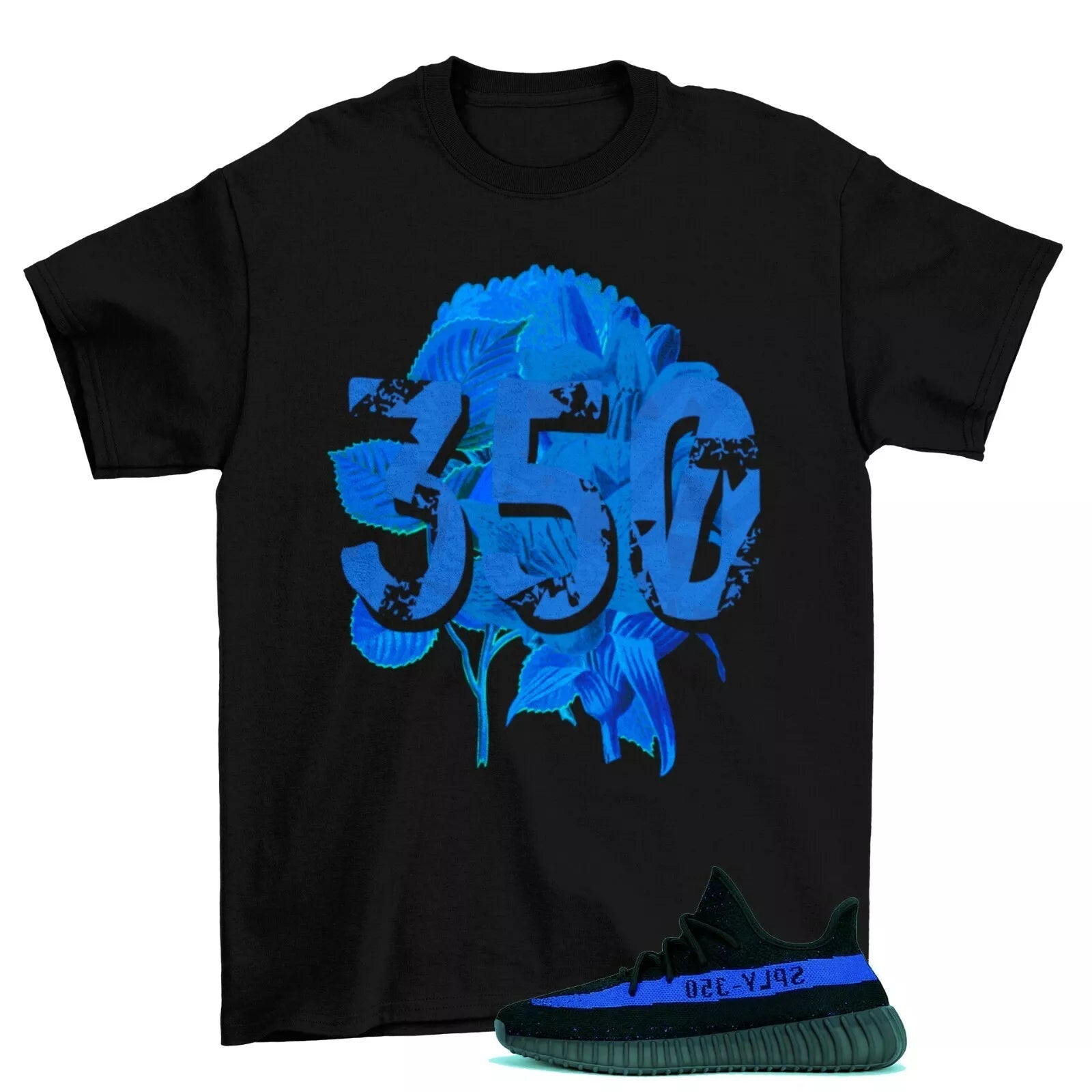 Floral Dazzling Sneaker Shirt to Match Yeezy Boost 350 v2 Dazzling Blue T-Shirt, Sneaker Match Tee