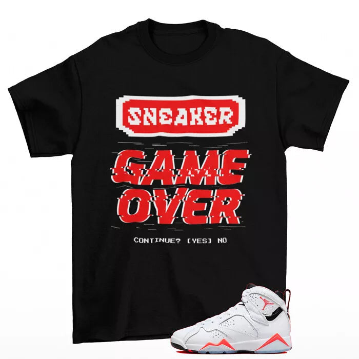 Game Over Shirt to Match Jordan 7 Retro White Infrared CU9307-160 T-Shirt, Sneaker Match Tee