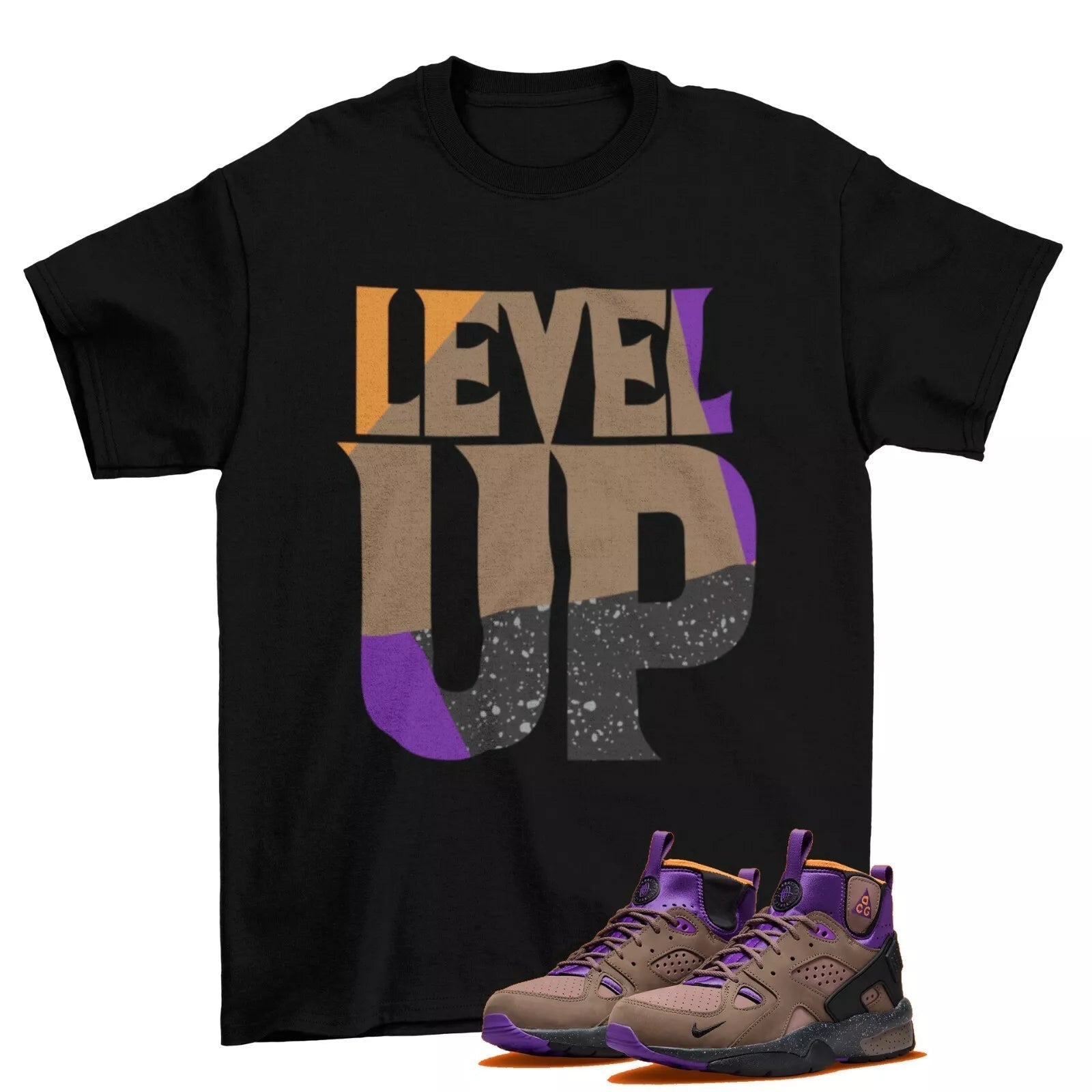 Level Up Shirt to Match ACG Air Mowabb Trails End Brown DC9554-201 / Black T-Shirt, Sneaker Match Tee