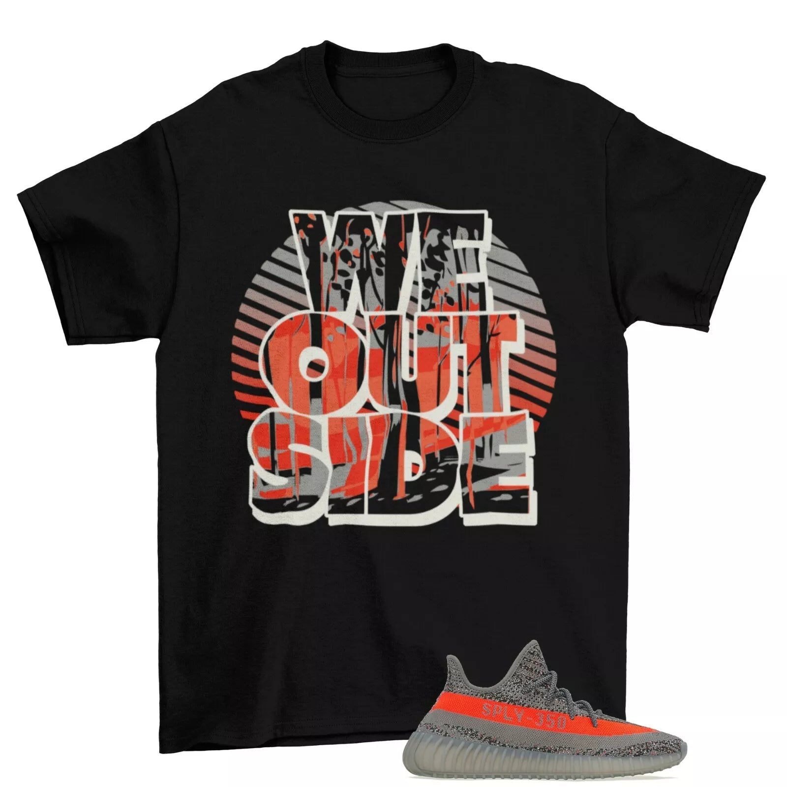 We Outside Sneaker Shirt Black to MatchYeezy 350 Boost V2 Beluga RF T-Shirt, Sneaker Match Tee