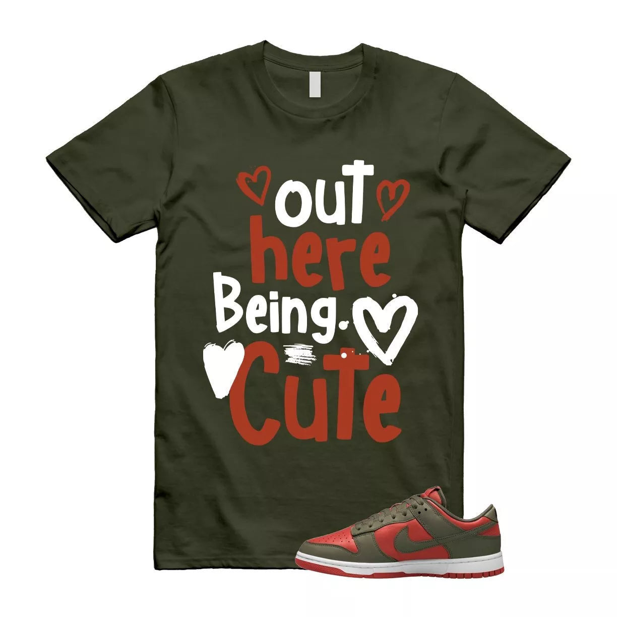 Dunk Mystic Red Cargo Khaki White Low T Shirt Match Out Here Being Cute T-Shirt, Sneaker Match Tee