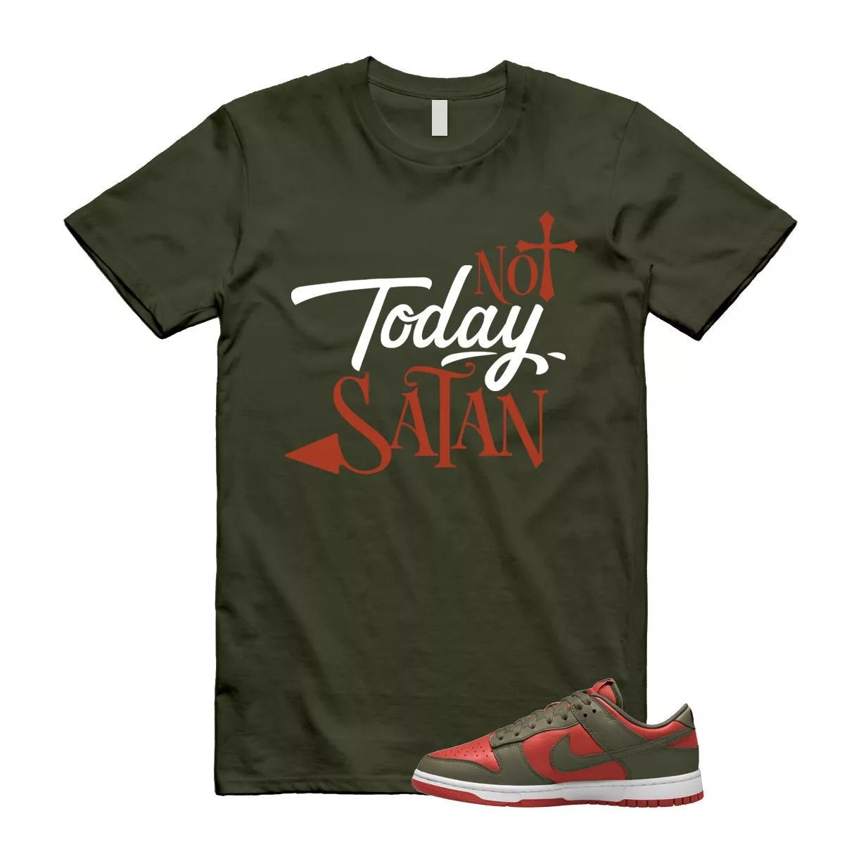 Dunk Mystic Red Cargo Khaki White Low T Shirt Match SATAN T-Shirt, Sneaker Match Tee
