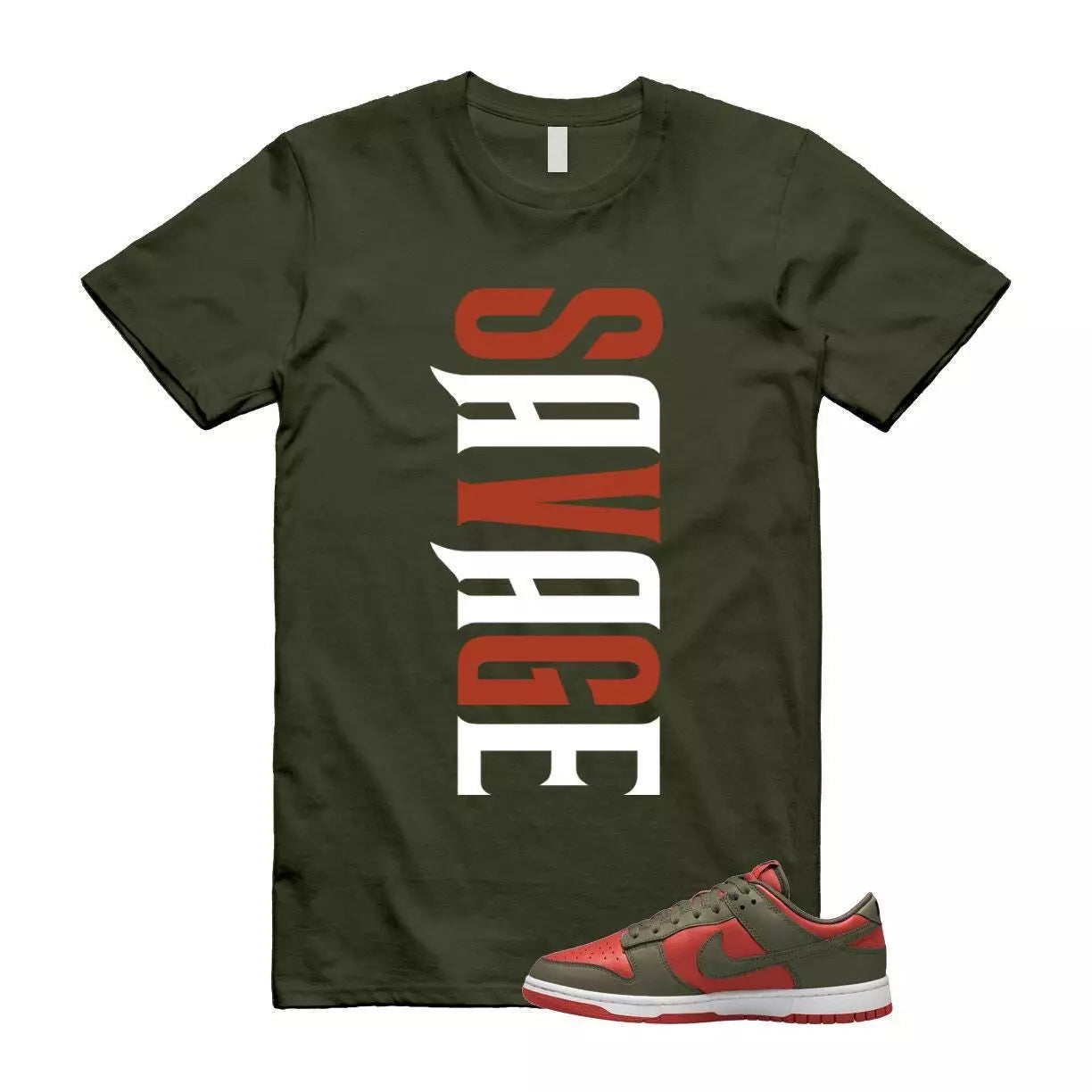 Dunk Mystic Red Cargo Khaki White Low T Shirt Match VERTSAV T-Shirt, Sneaker Match Tee