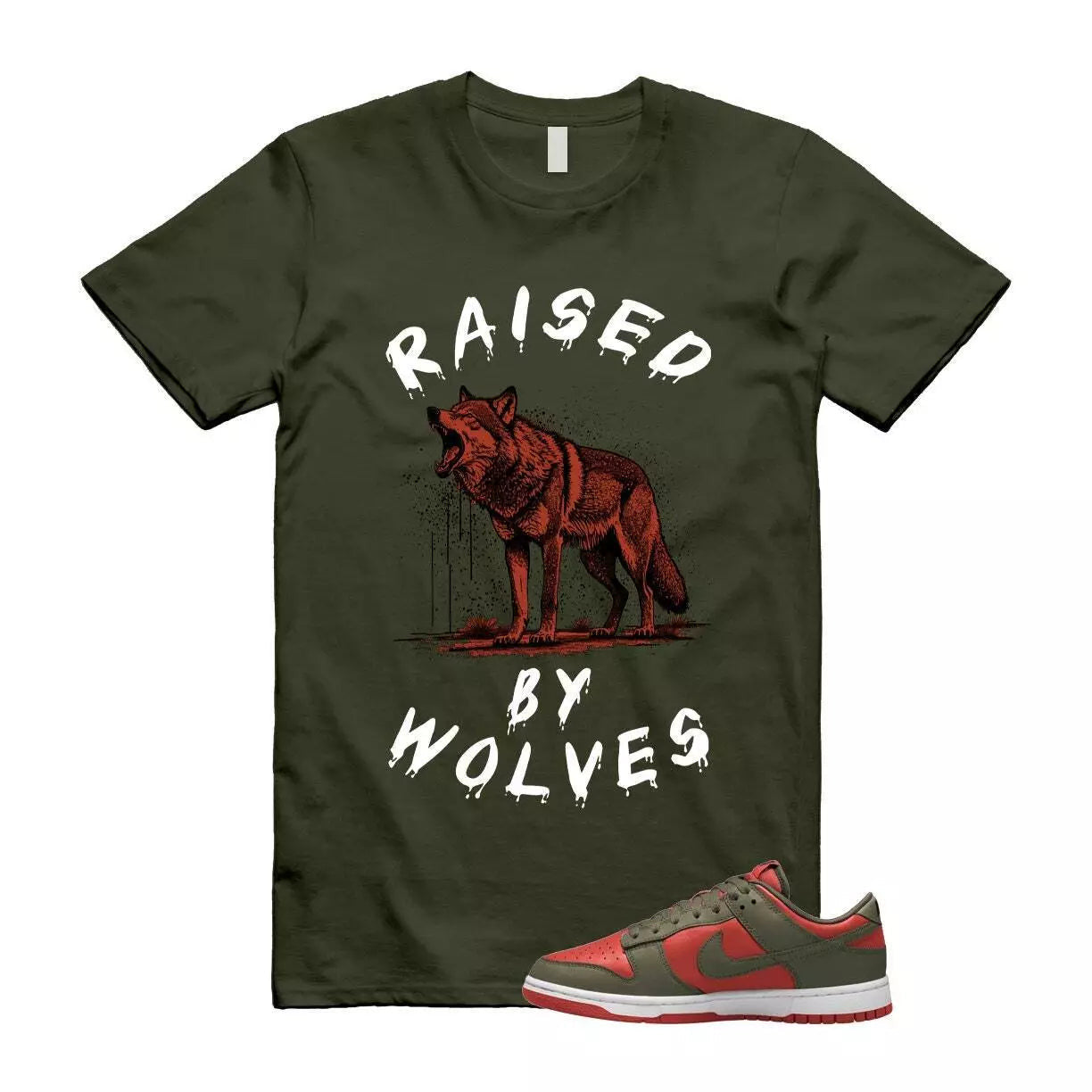 Dunk Mystic Red Cargo Khaki White Low T Shirt Match RBW T-Shirt, Sneaker Match Tee