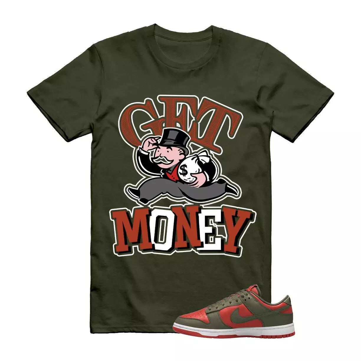 Dunk Mystic Red Cargo Khaki White Low T Shirt Match GM T-Shirt, Sneaker Match Tee