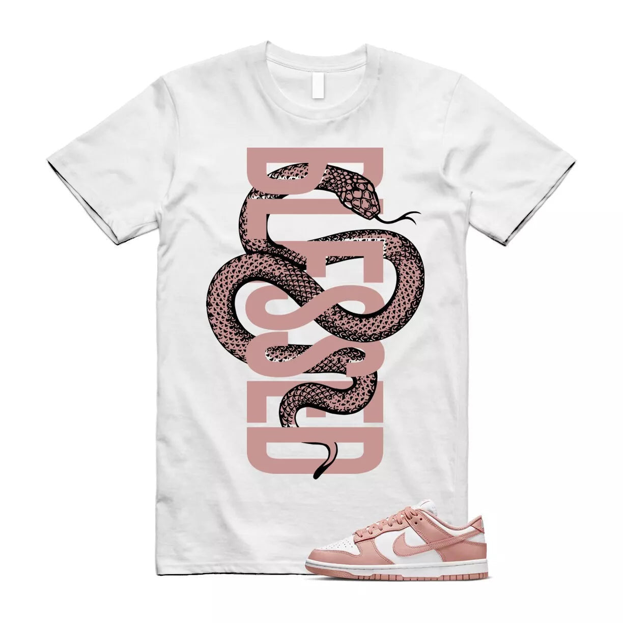 SNAKEBLS T Shirt to match N Dunk Low Rose Whisper WMNS White Hoodie T-Shirt, Sneaker Match Tee