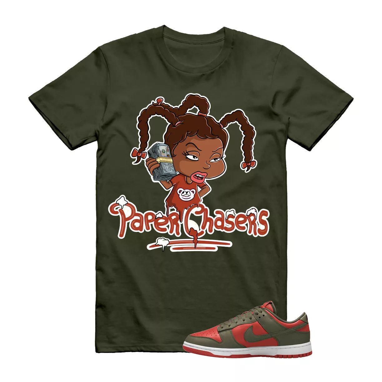 Dunk Mystic Red Cargo Khaki White Low T Shirt Match PC T-Shirt, Sneaker Match Tee