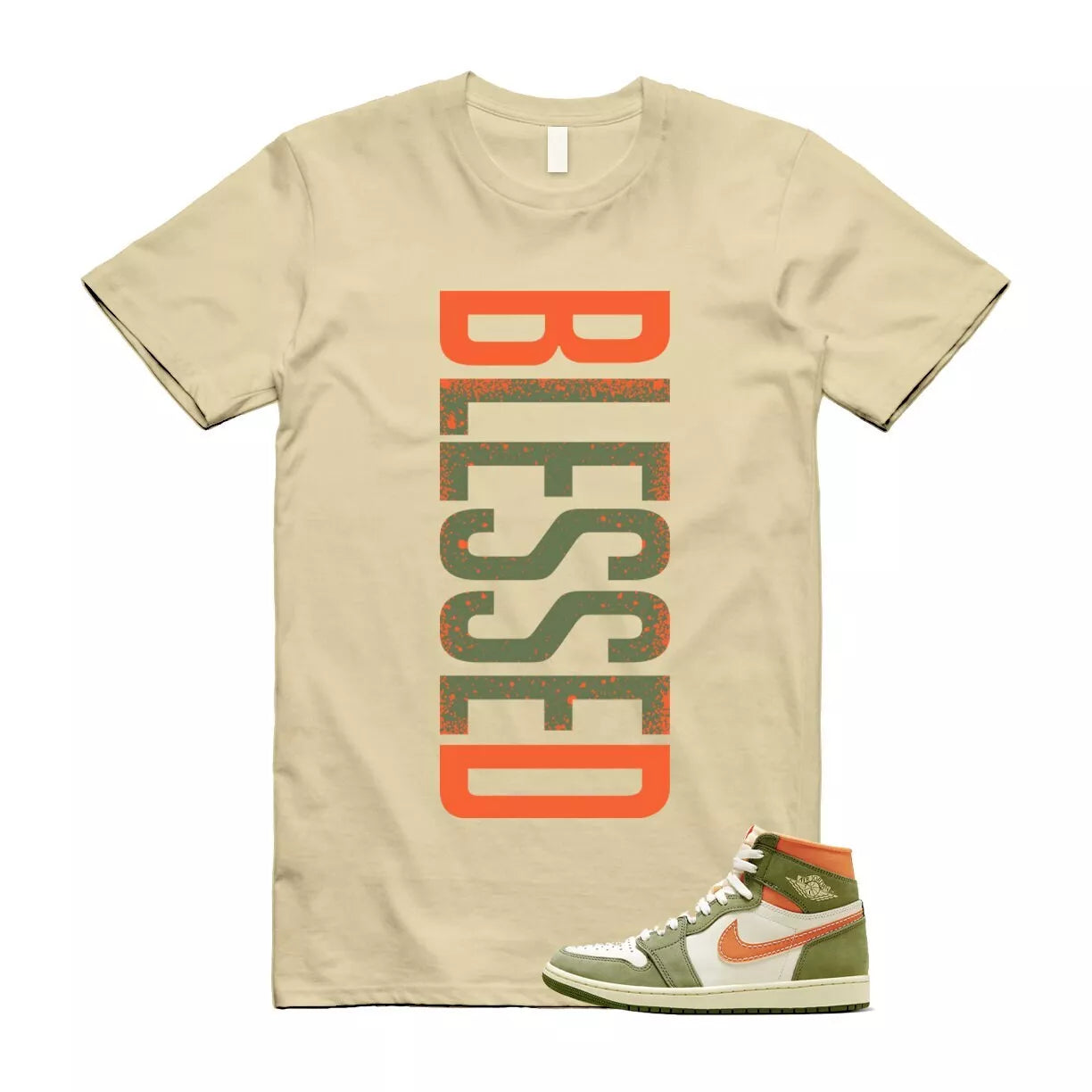 Jordan 1 Craft Celadon Sky Olive Bright Mandarin Coconut Milk Shirt To Match VERTBLS T-Shirt, Match Sneaker Tee