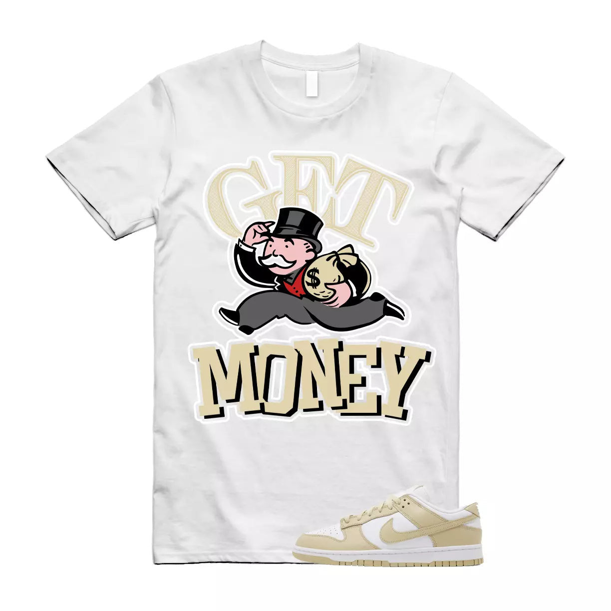 GM T Shirt to match Dunk Low Team Gold White Wolf Grey T-Shirt, Sneaker Match Tee