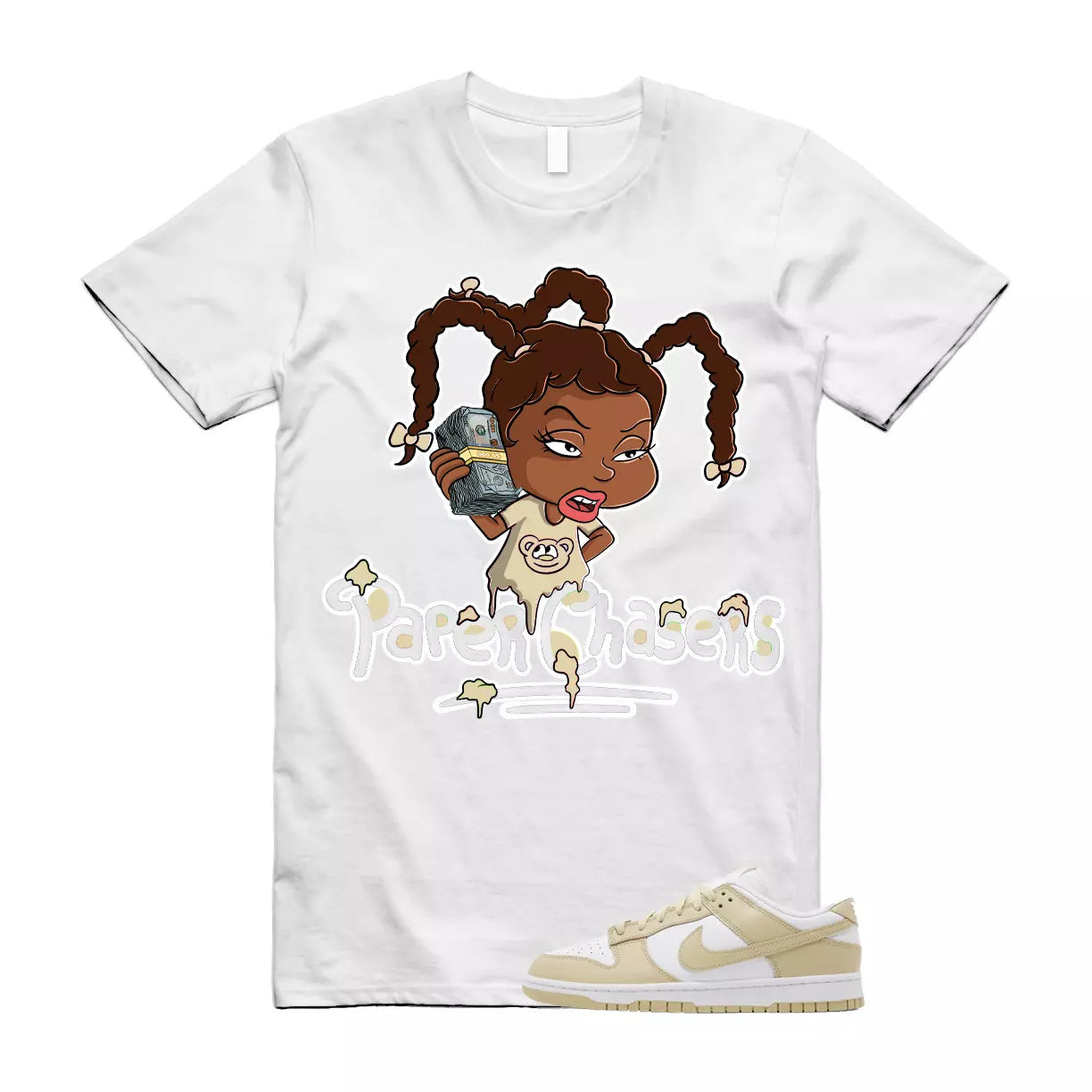 PC T Shirt to match Dunk Low Team Gold White Wolf Grey T-Shirt, Sneaker Match Tee