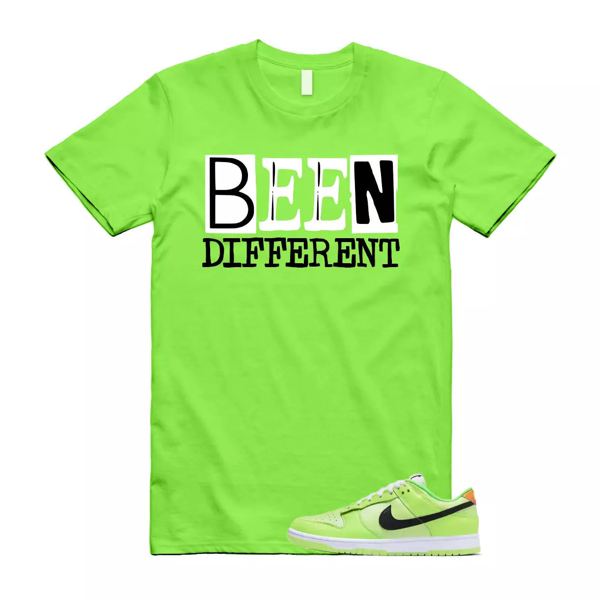 BEEN T Shirt to match Dunk Low SE Splash Volt Green Strike Total Orange Black T-Shirt, Sneaker Match Tee