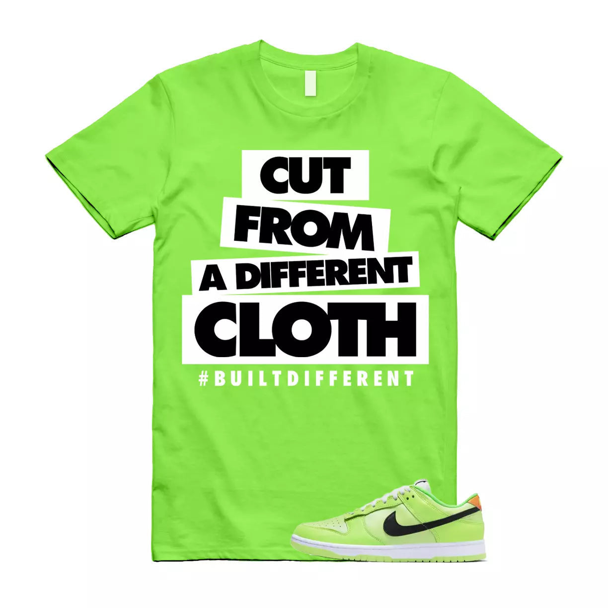 CLOTH T Shirt to match Dunk Low SE Splash Volt Green Strike Total Orange Black T-Shirt, Sneaker Match Tee