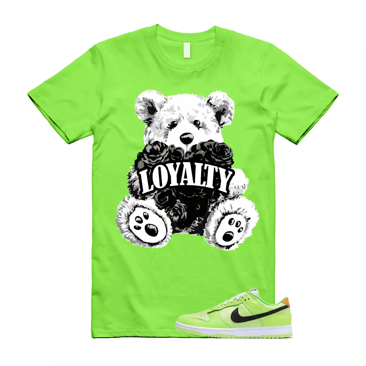 LYLTY T Shirt to match Dunk Low SE Splash Volt Green Strike Total Orange Black T-Shirt, Sneaker Match Tee