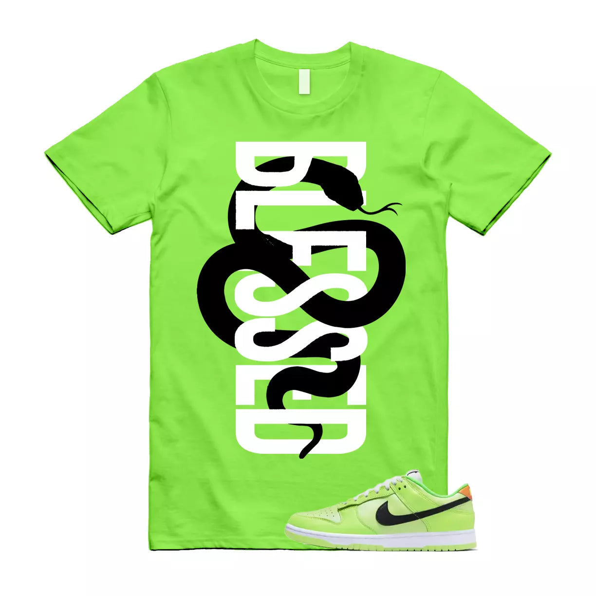 SNAKEB T Shirt to match Dunk Low SE Splash Volt Green Strike Total Orange Black T-Shirt, Sneaker Match Tee