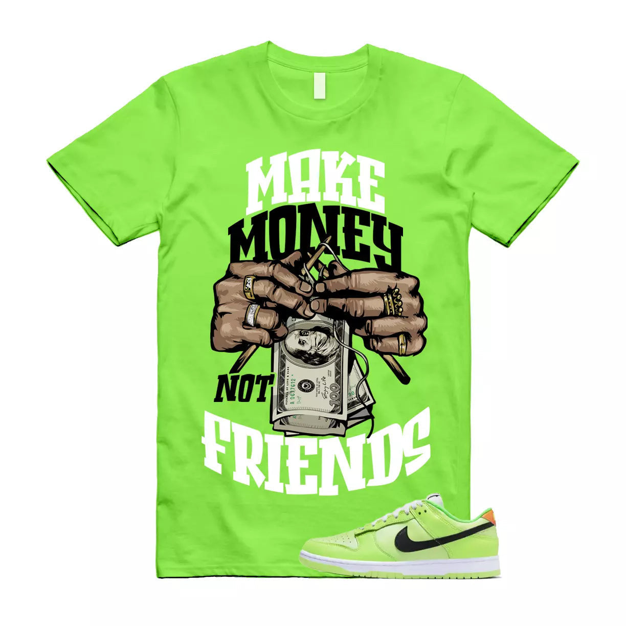MM T Shirt to match Dunk Low SE Splash Volt Green Strike Total Orange Black T-Shirt, Sneaker Match Tee