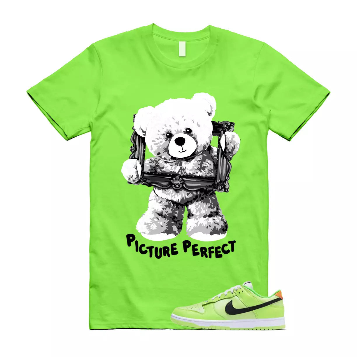 PIC T Shirt to match Dunk Low SE Splash Volt Green Strike Total Orange Black T-Shirt, Sneaker Match Tee