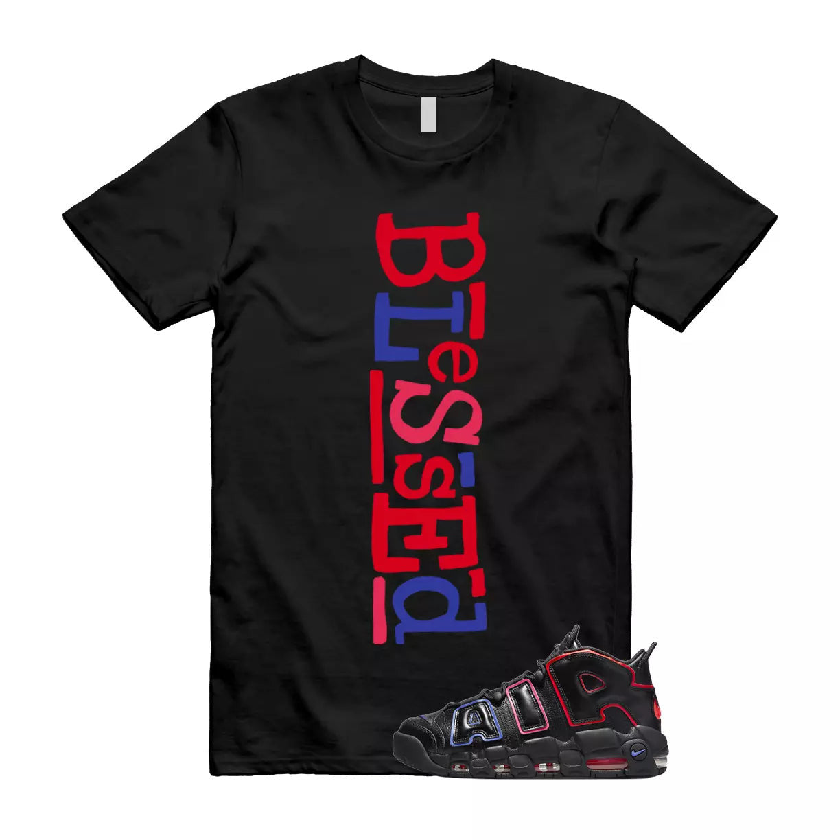 B2 T Shirt to match Air More Uptempo 96 Electric Racer Blue Hyper Pink Crimson T-Shirt, Sneaker Match Tee