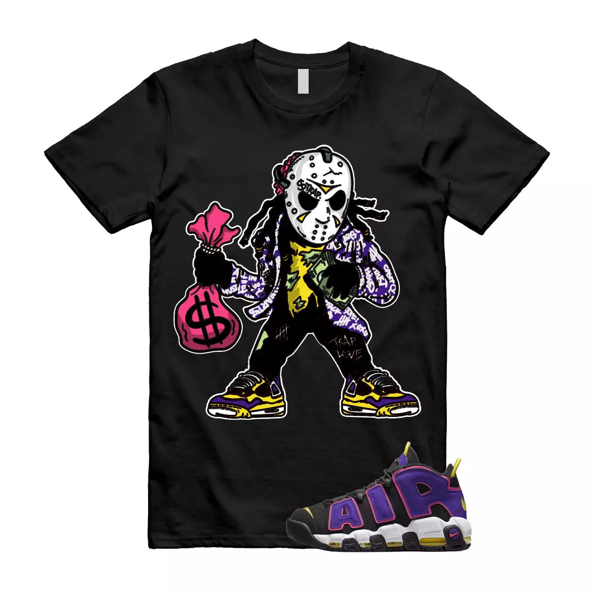 JASON T Shirt to match Air More Uptempo Black Court Purple Hyper Pink T-Shirt, Sneaker Match Tee