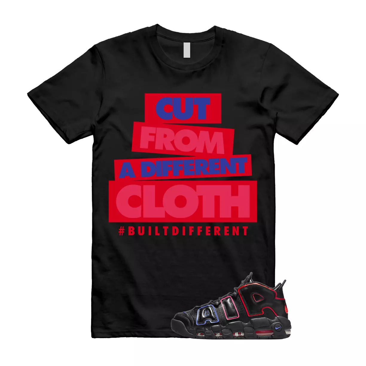 CLOTH Shirt to match Air More Uptempo 96 Electric Racer Blue Hyper Pink Crimson T-Shirt, Sneaker Match Tee