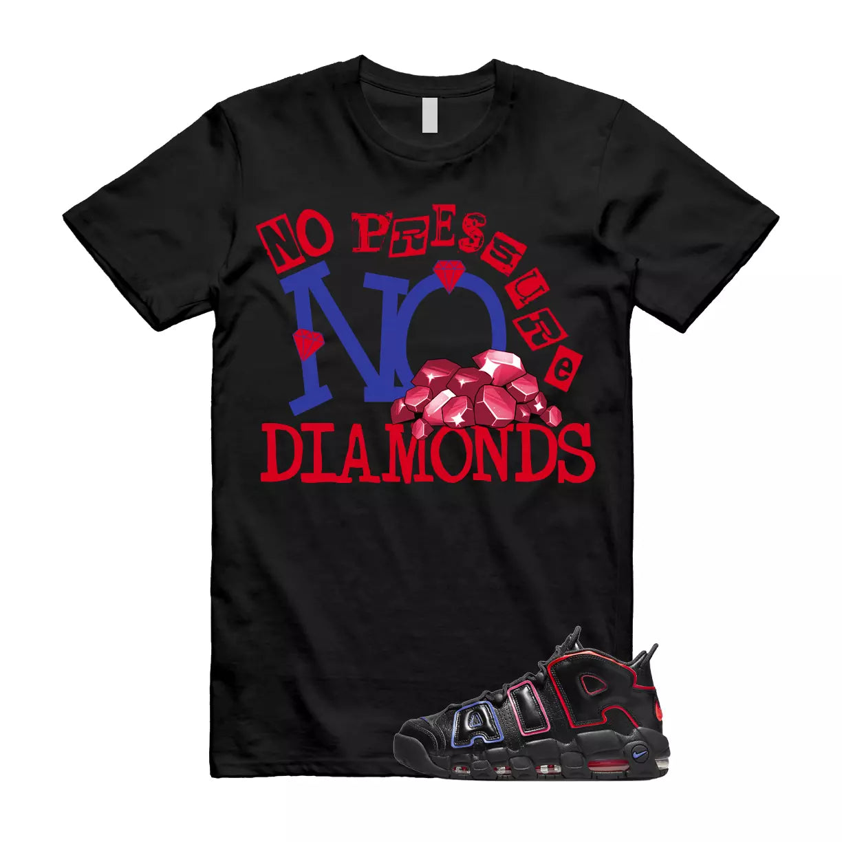 DIAM T Shirt to match Air More Uptempo 96 Electric Racer Blue Hyper Pink Crimson T-Shirt, Sneaker Match Tee