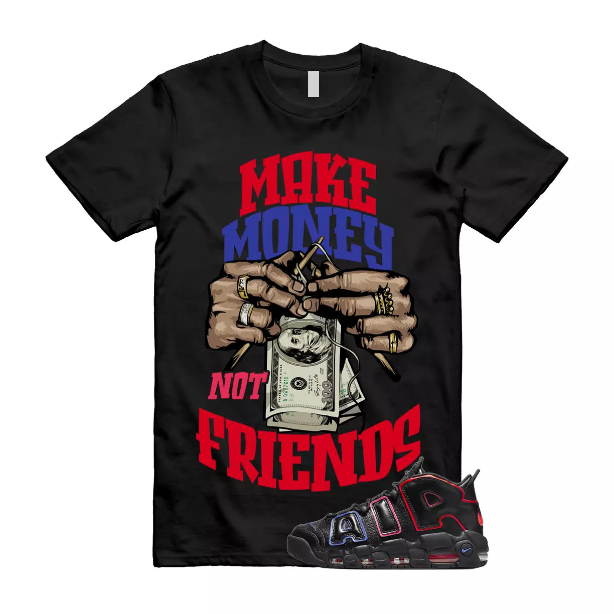 MM T Shirt to match Air More Uptempo 96 Electric Racer Blue Hyper Pink Crimson T-Shirt, Sneaker Match Tee