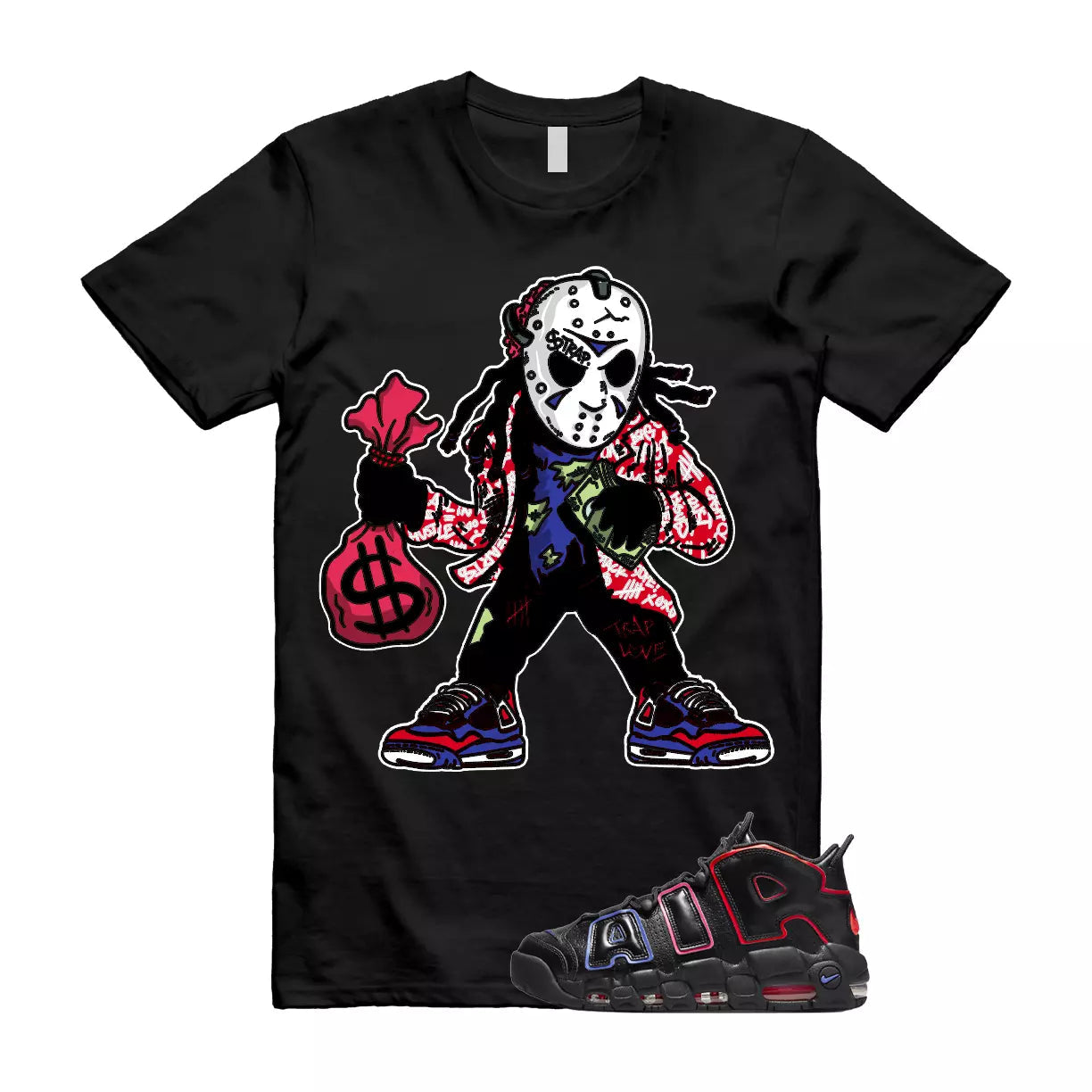 JASON Shirt to match Air More Uptempo 96 Electric Racer Blue Hyper Pink Crimson T-Shirt, Sneaker Match Tee