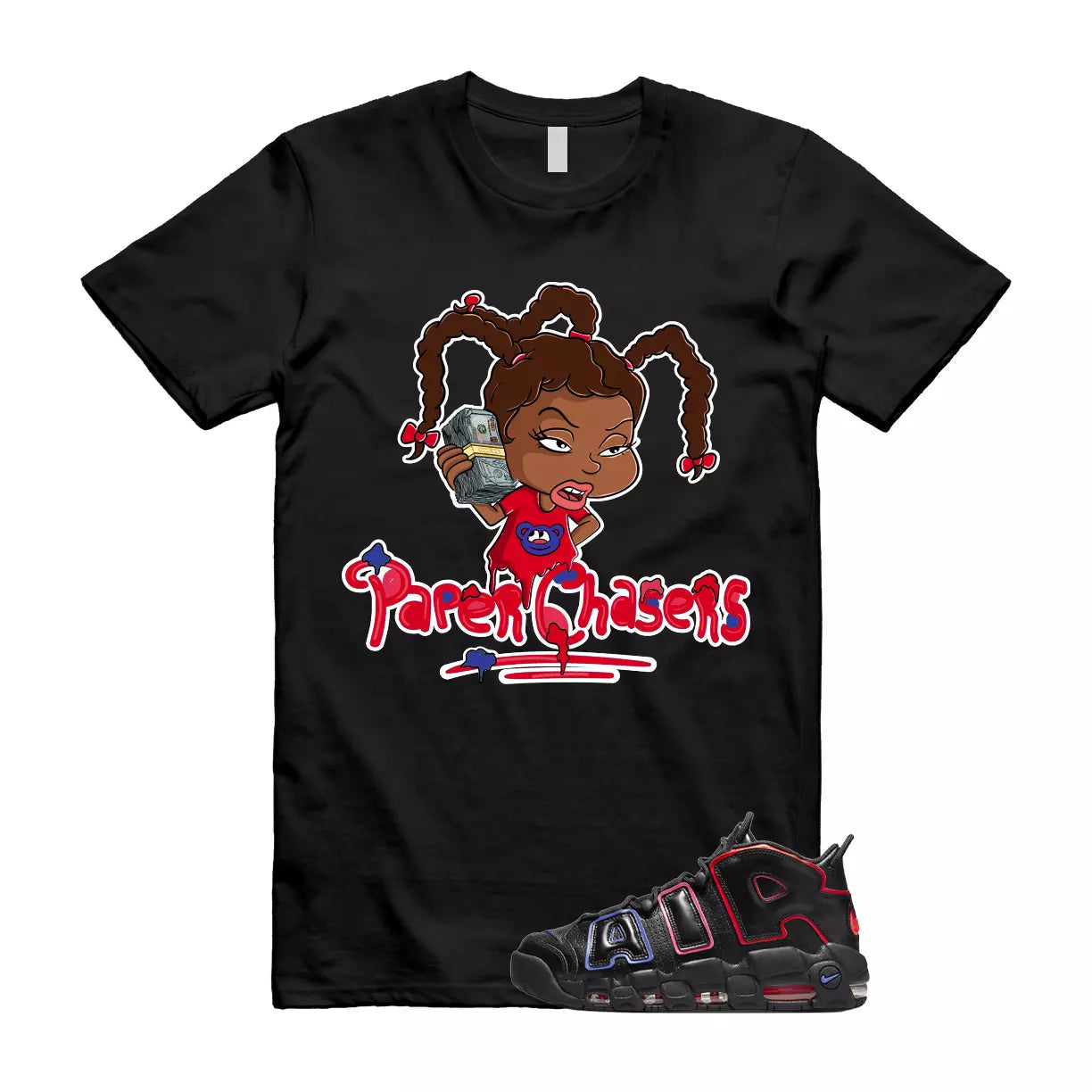 PC T Shirt to match Air More Uptempo 96 Electric Racer Blue Hyper Pink Crimson T-Shirt, Sneaker Match Tee