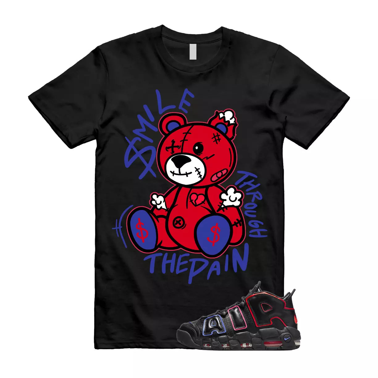 SM2 T Shirt to match Air More Uptempo 96 Electric Racer Blue Hyper Pink Crimson T-Shirt, Sneaker Match Tee