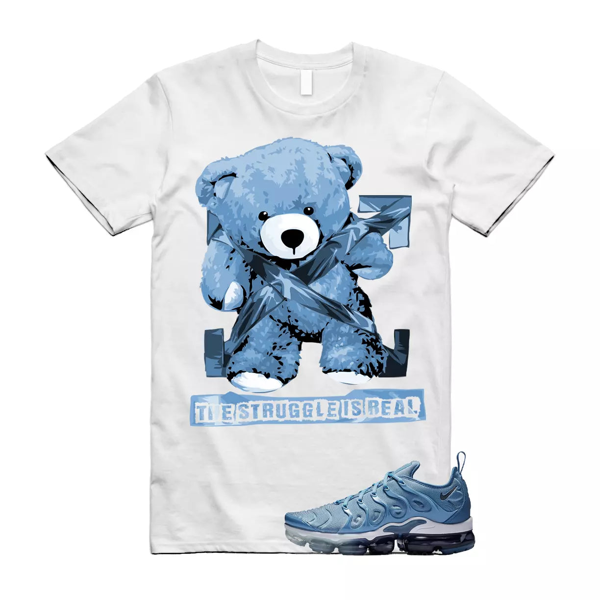VaporMax Blue Ice Air Plus Work Diffused Cool Grey T Shirt match STRUG T-Shirt, Sneaker Match Tee