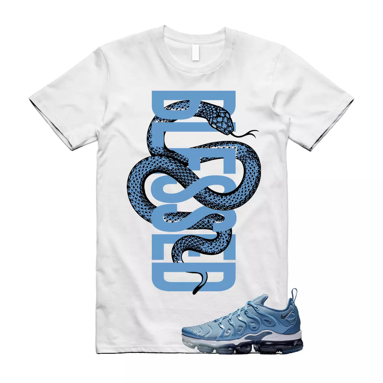 VaporMax Blue Ice Air Plus Work Diffused Cool Grey T Shirt match SNAKEBLS T-Shirt, Sneaker Match Tee