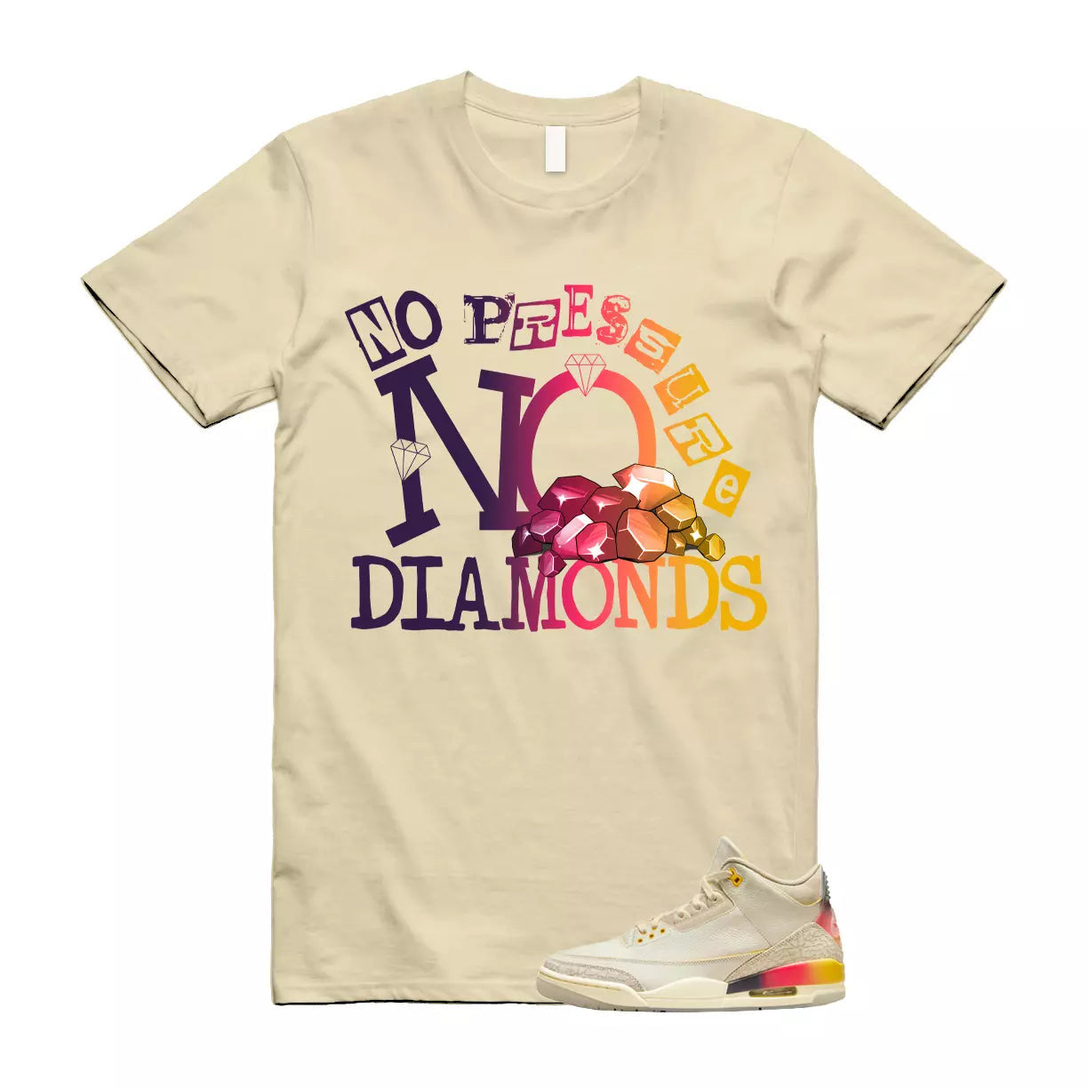 Balvin 3 Medellin Sunset Gradient Multicolor Retro SP T Shirt Match DIAMOND T-Shirt, Sneaker Match Tee