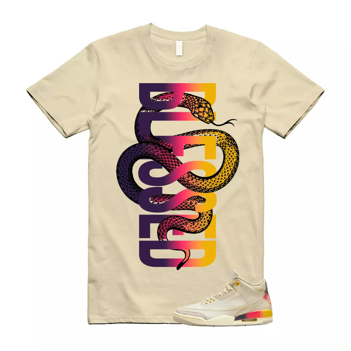 Balvin 3 Medellin Sunset Gradient Multicolor Retro SP T Shirt Match SNAKEBLS T-Shirt, Sneaker Match Tee
