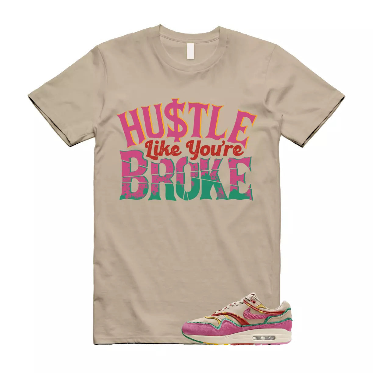 Air Max Familia 1 Hemp Pinksicle Sanddrift T Shirt Match BROKE T-Shirt, Sneaker Match Tee
