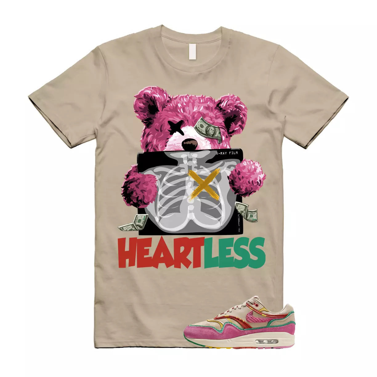 Air Max Familia 1 Hemp Pinksicle Sanddrift T Shirt Match HEART T-Shirt, Sneaker Match Tee