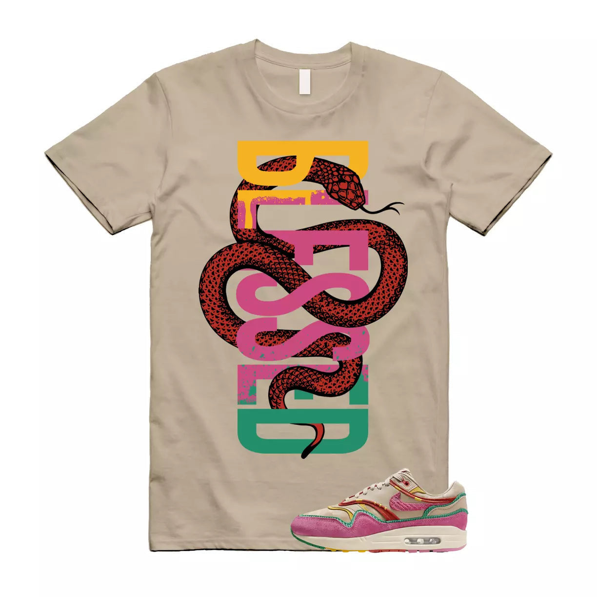 Air Max Familia 1 Hemp Pinksicle Sanddrift T Shirt Match SNAKEBLS T-Shirt, Sneaker Match Tee