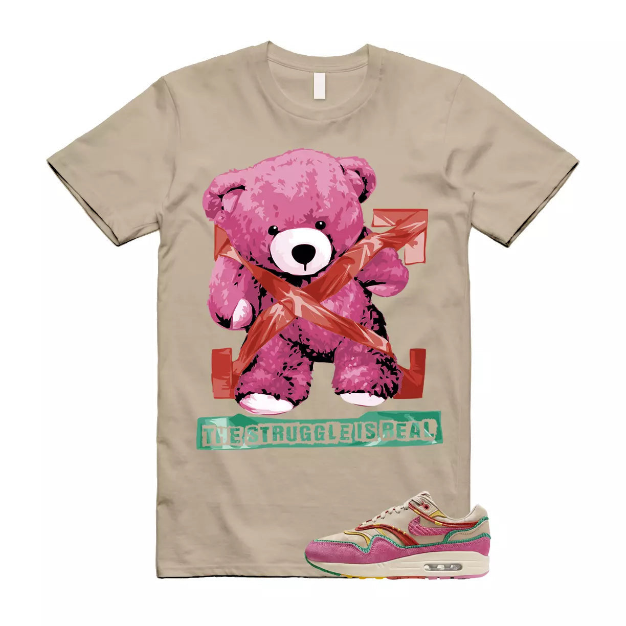 Air Max Familia 1 Hemp Pinksicle Sanddrift T Shirt Match STRUG T-Shirt, Sneaker Match Tee