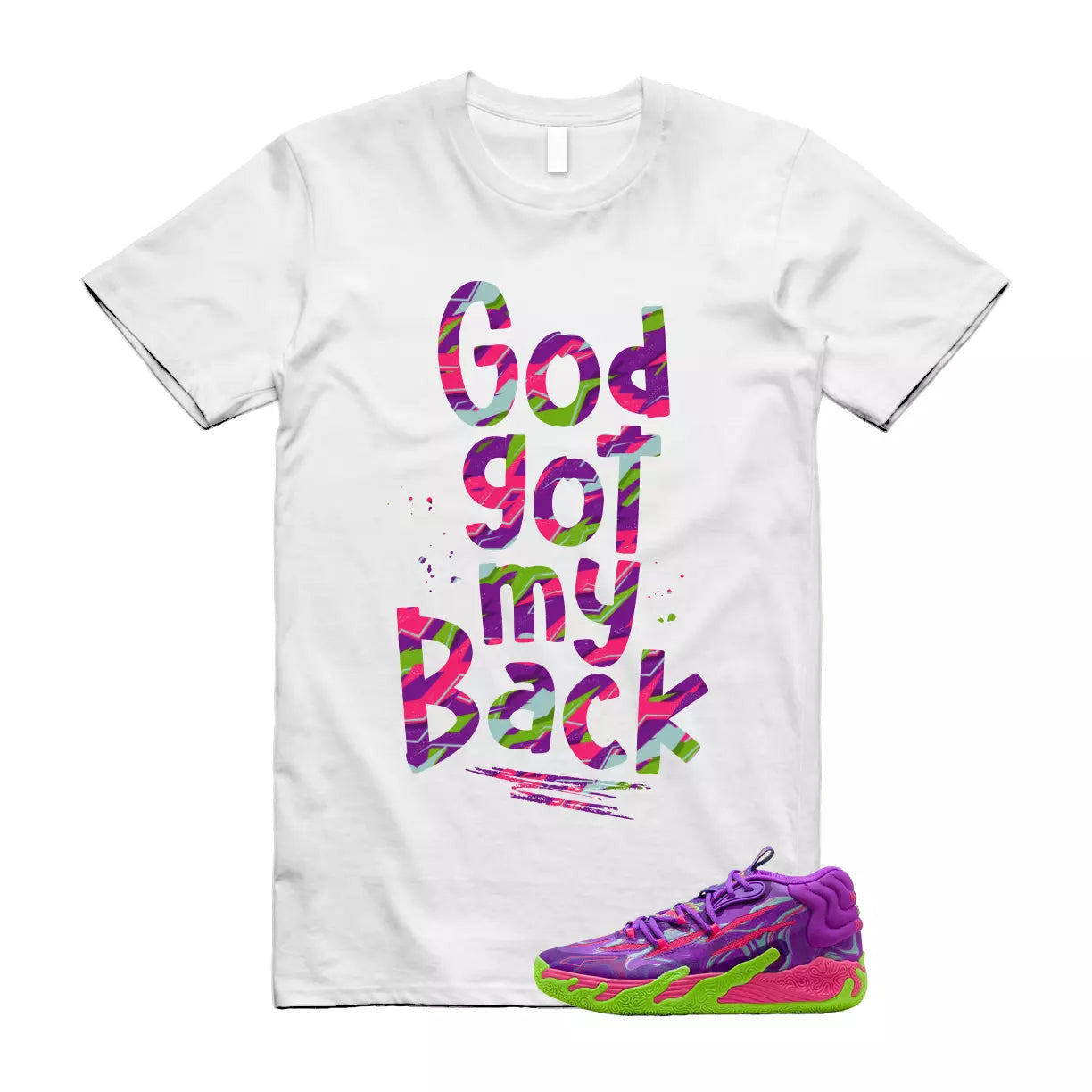 Puma Toxic LaMelo Ball Purple Glimmer Green Gecko 03 Slime T Shirt Match GOD T-Shirt, Sneaker Match Tee